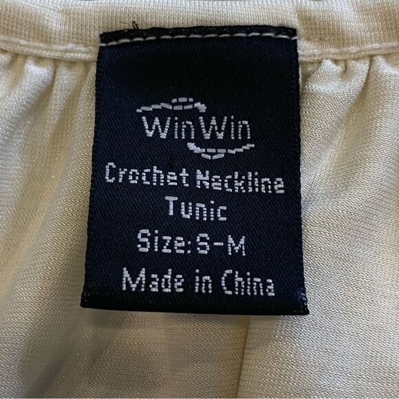 WinWin Crochet Neckline Tunic Cream Color Size Small-Medium - Picture 6 of 9
